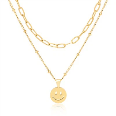 Sluoksniuotas sąvaržėlės kaklo pakabukas su šypsenėle