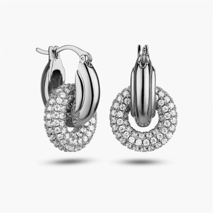 pave huggie hoops