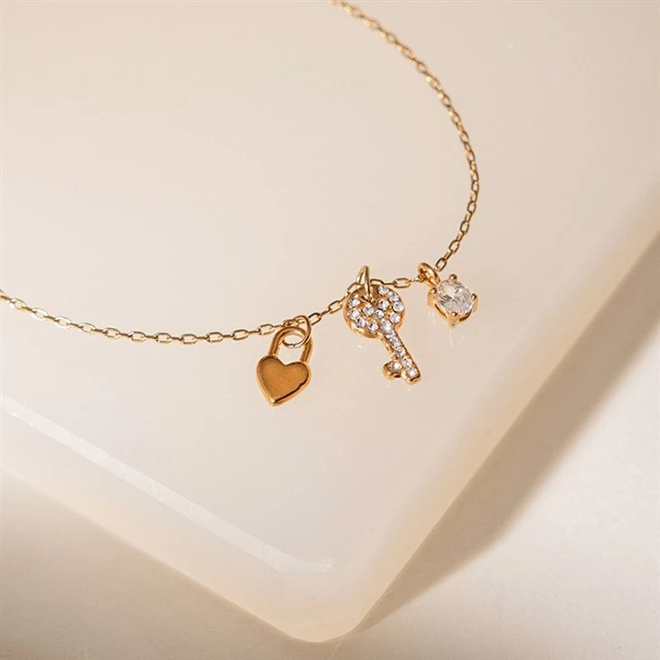 CZ Heart Lock And Key Charm Necklace best