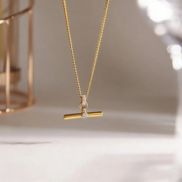 Dainty T Bar CZ Necklace high quality