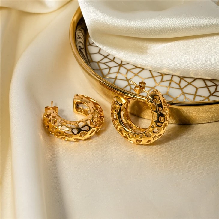 Hollow Big C HOOP Stud Earring