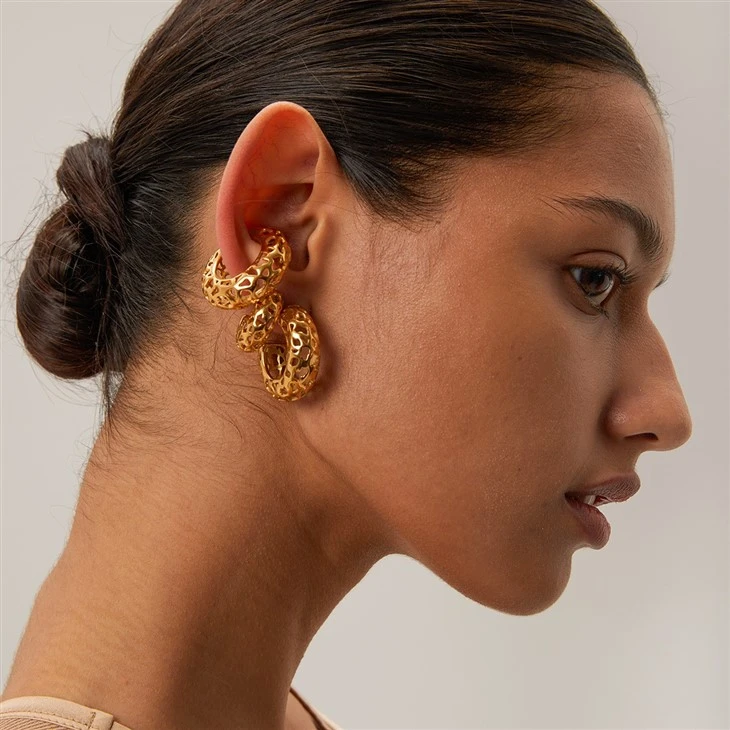 Hollow Big C HOOP Stud Earring
