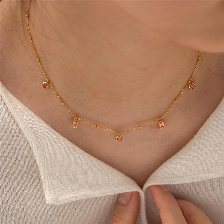 Pink Zircon Charm Bracelet