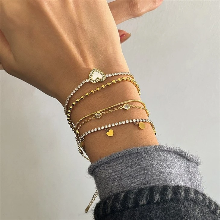 Polished Stainless Steel Zircon Bracelets high quality