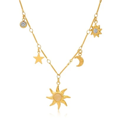 Mėnulio akmuo Moon Sun Star karoliai