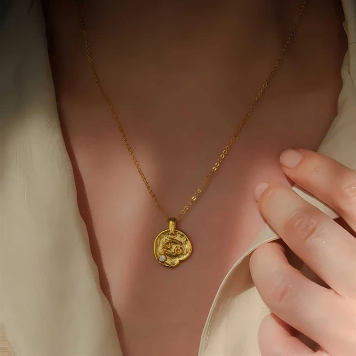 Zodiac Sign Coin Pendant Necklace high quality